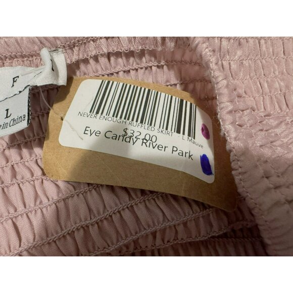 HYFVE Never Enough Smocked Elastic Ruffled Mini Skirt Mauve Sz L Fairycore NEW - Picture 5 of 5